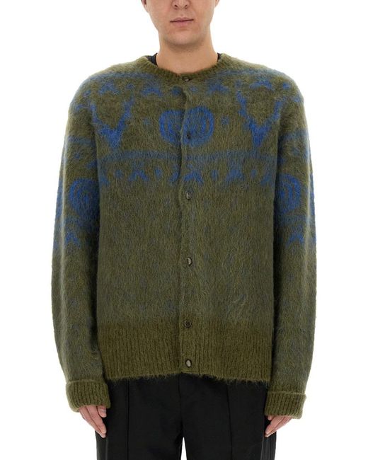 South2 West8 Green Mohair Blend Cardigan for men