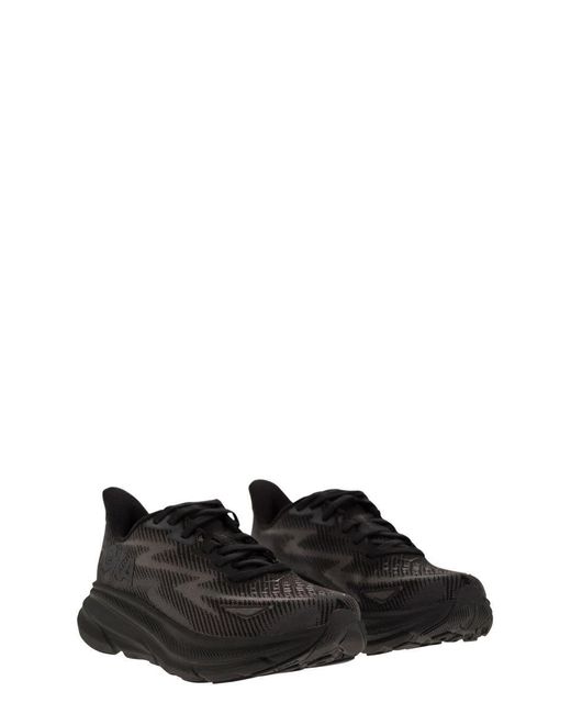 Hoka One One Black Clifton 9 - Breathable Sports Shoe
