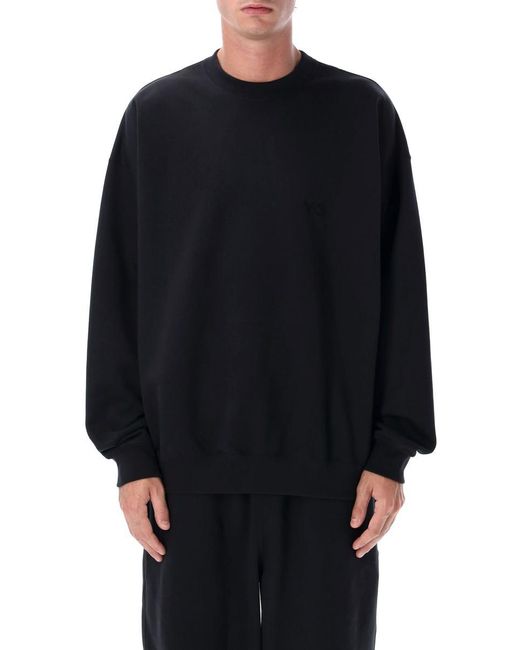 Y-3 Black Brushed Terry Loose-Fit Crewneck Sweatshirt for men