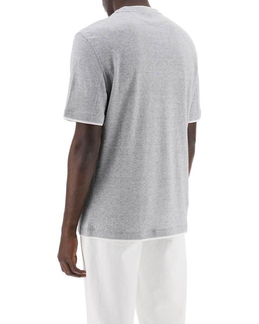 Brunello Cucinelli Gray Overlapped-Effect T-Shirt for men