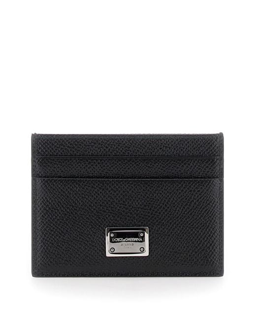 Dolce & Gabbana Black Card Holder With Logo Plaque On The Front for men