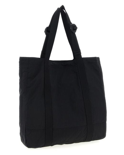 Stone Island Black Logo Patch Shopping Bag for men