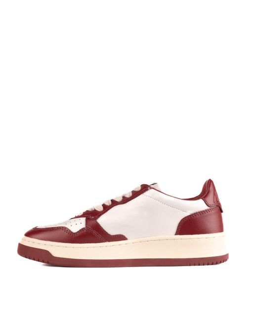 Autry Pink Two-tone Burgundy And White Leather Sneakers