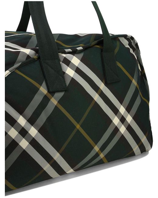 Burberry Black Large "shield" Check-pattern Duffle Bag for men