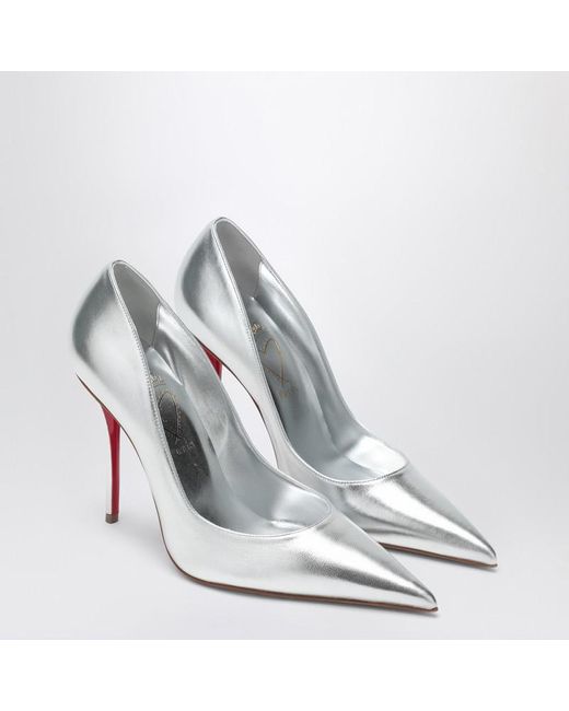 Christian Louboutin White Miss Z Pumps In Silver Laminated Nappa