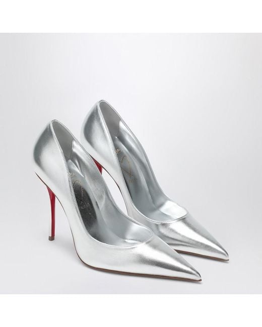 Christian Louboutin White Miss Z Pumps In Silver Laminated Nappa