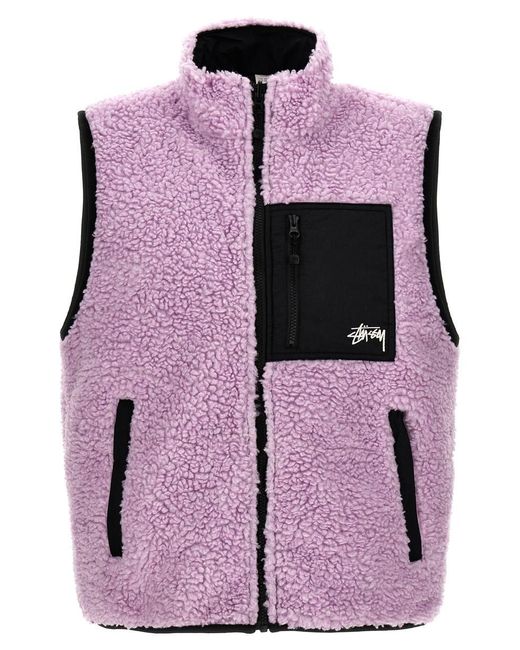 Stussy Purple 'Sherpa' Reversible Vest for men