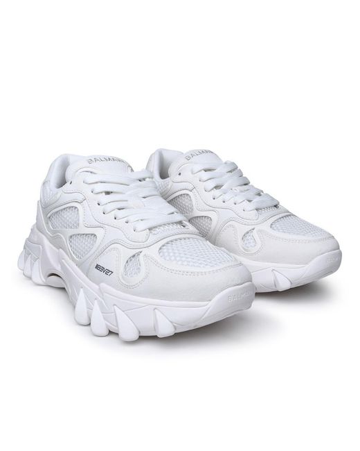 Balmain White Suede Blend Sneakers for men
