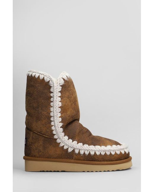 Mou Brown Eskimo 24 Vintage Low Heels Ankle Boots