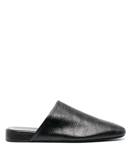 Balenciaga Black Cosy Bb Leather Slippers for men