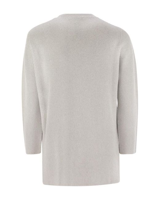 Fabiana Filippi Gray Crew-Neck Sweater With Lurex
