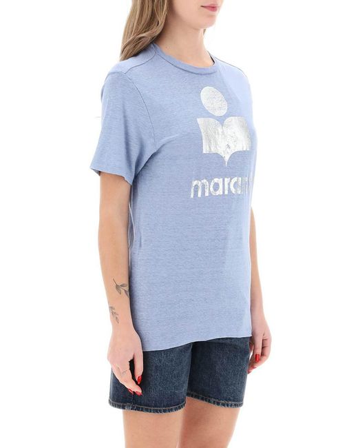 Isabel Marant Blue Isabel Marant Etoile Zewel T-shirt With Metallic Logo Print