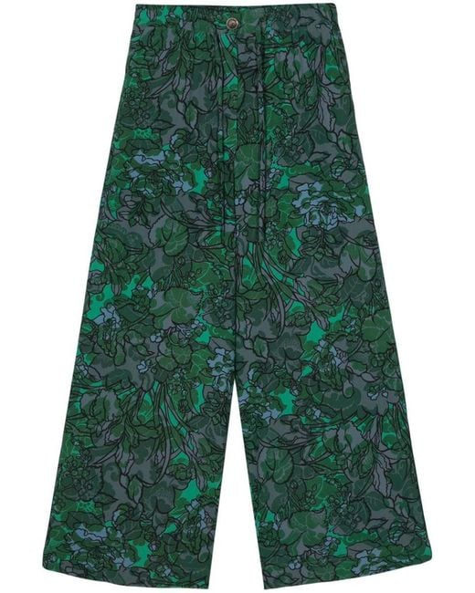 Pierre Louis Mascia Green Printed Silk Trousers