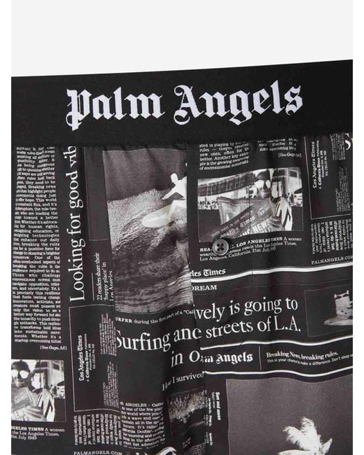 Palm Angels Black Newspaper Print Bermudas for men