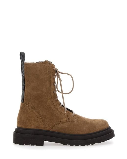 Brunello Cucinelli Brown Boots With Back Monils Detail