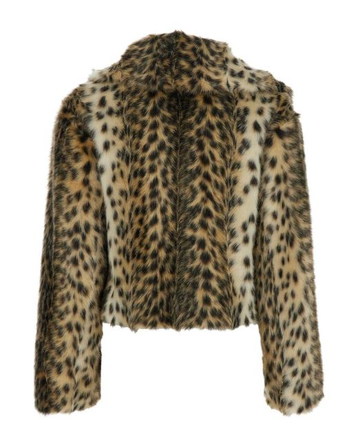 BB COUTURE Green Fur Coat With All-Over Leopard Print