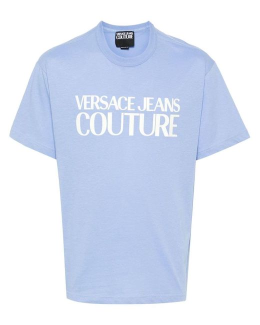 Versace Blue T-Shirt With Logo for men