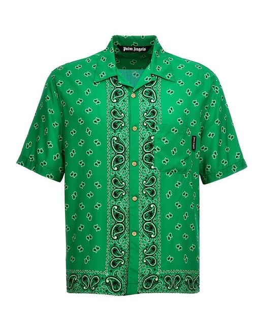 Palm Angels Green 'Paisley Bowling' Shirt for men