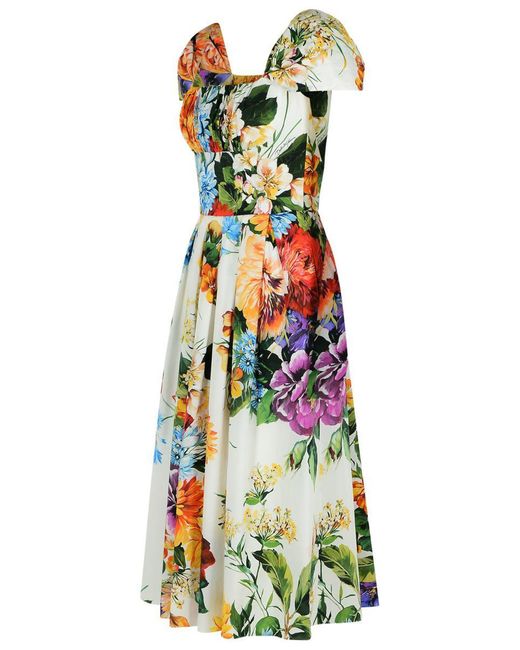 Dolce & Gabbana White Floral Print Dress