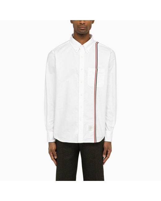 Thom Browne White Poplin Shirt With Rwb Detail for men