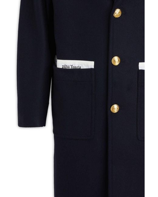 Palm Angels Blue Wool Uniform Coat for men