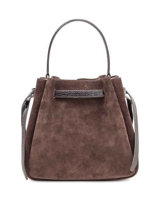 Tory Burch Brown Suede Bag With Leather Details