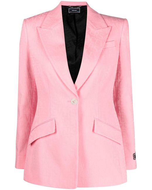 Versace Pink Single-breasted All Over Logo Jacket