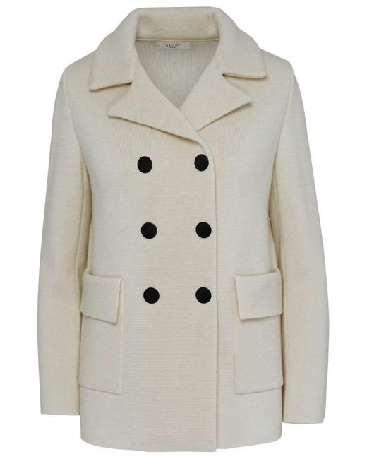 Charlott Gray White Wool Coat