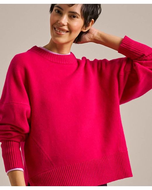 Bam Pink Throw On Knitted Crew Neck Jumper