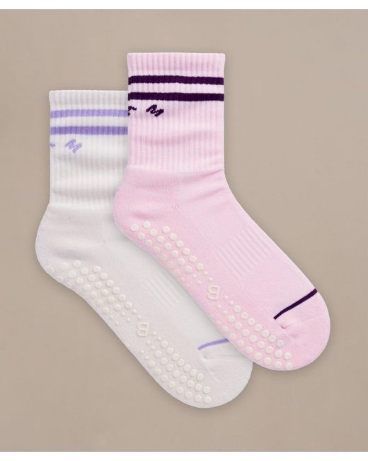 Bam Pink Pilates Grip Crew Socks