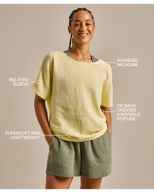 Bam Yellow Breathable Cotton Gauze Fluidity Top