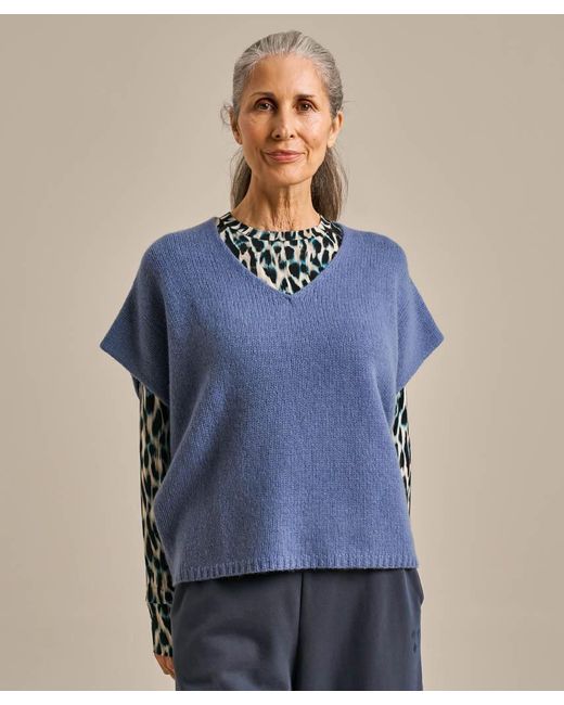 Bam Blue Sleeveless Boxy Layering Knitted Top