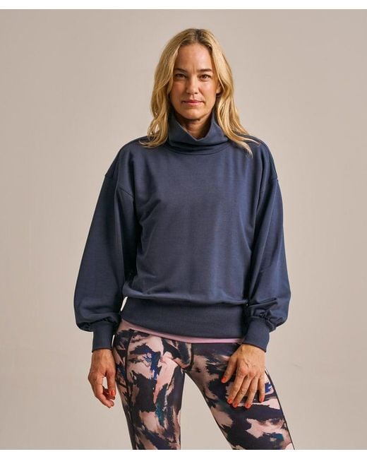 Bam Blue Tapered High Neck Sweatshirt