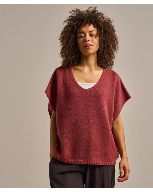 Bam Brown Sleeveless Layering Boxy Knitted Top