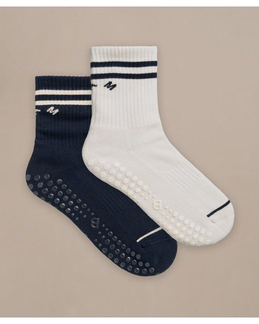 Bam Blue Pilates Grip Crew Socks