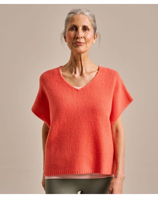Bam Red Sleeveless Boxy Layering Knitted Top