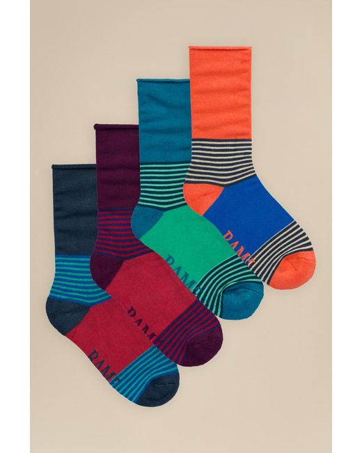 Bamboo Multicolor Bamboo Roll Top Saltstone Socks 4 Pack