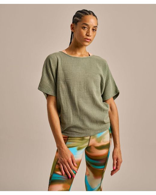 Bam Green Breathable Cotton Gauze Fluidity Top