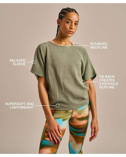 Bam Green Breathable Cotton Gauze Fluidity Top