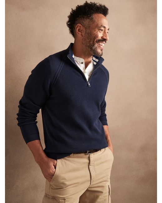 Cotton Lodi Half-zip Sweater in Navy 