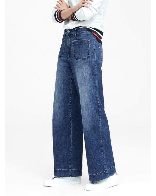 High-rise Wide-leg Patch Pocket Jean 
