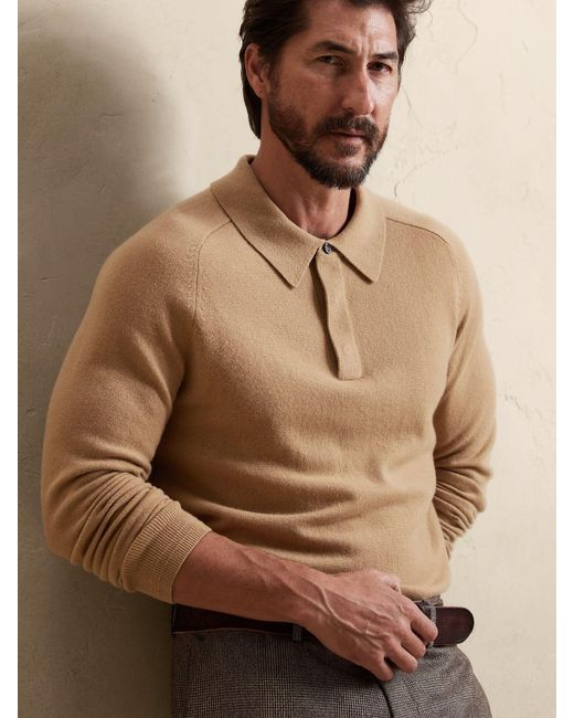 Banana Republic Brown Viaggio Cashmere Sweater Polo Shirt for men