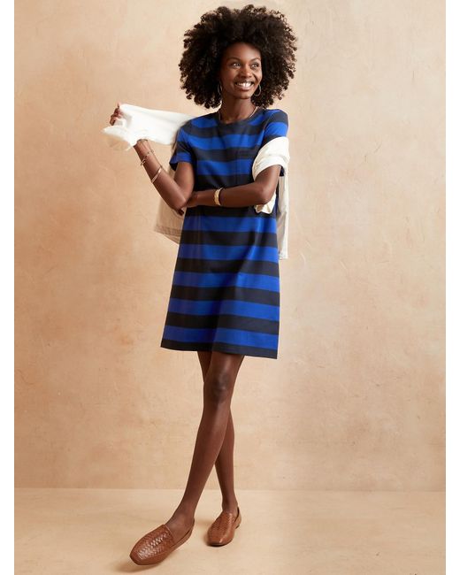 T-shirt Dress in Navy Stripe 