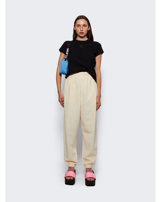 T By Alexander Wang Sweatpant With Hotfix Logo in Natural | Lyst