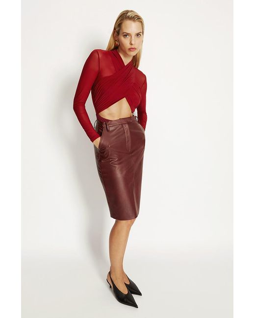 Bardot Red Aliyah Wrap Bodysuit
