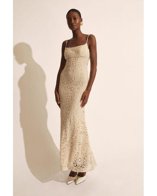 Bardot Women's Natural Adoni Crochet Midi Dress