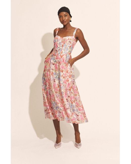 strapless open back dress Long Summer Off Shoulder Bardot Pink Dress Floral Pattern – Stylenchic