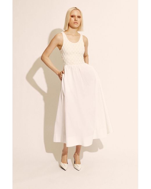 Bardot Natural Bryony Lace Poplin Midi Dress