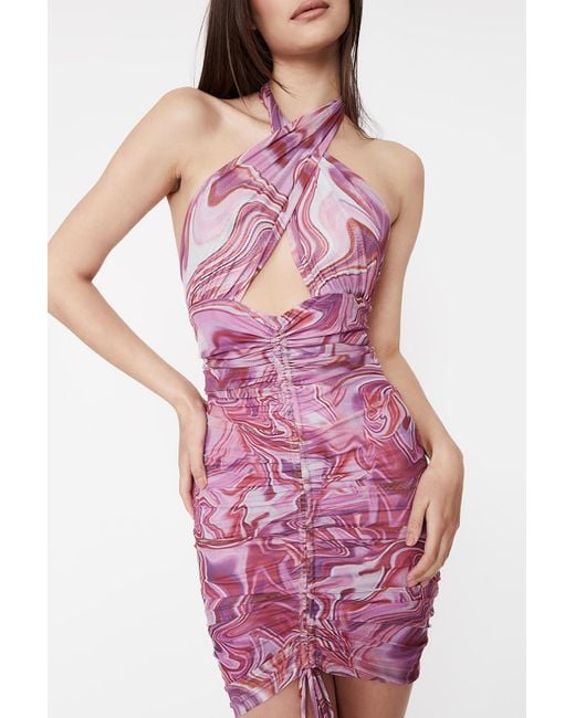 Bardot Women's Pink Tie Dye Mesh Dress