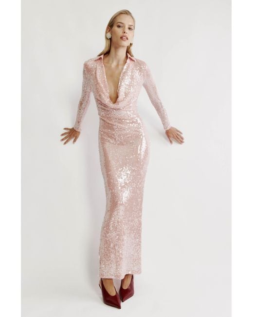 Bardot Women's Natural Lorel Sequin Mesh Midi Dress